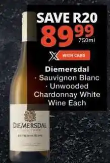 Checkers Diemersdal Sauvignon Blanc / Unwooded Chardonnay White Wine offer
