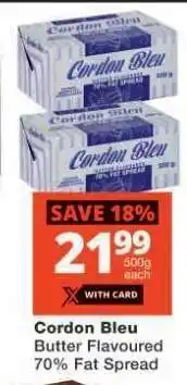 Checkers Cordon Bleu Butter Flavoured 70% Fat Spread offer