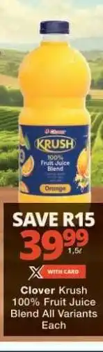 Checkers Clover Krush 100 Fruit Juice Blend offer
