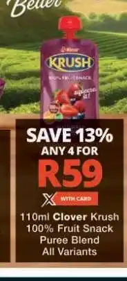 Checkers Clover Krush 100% Fruit Snack offer