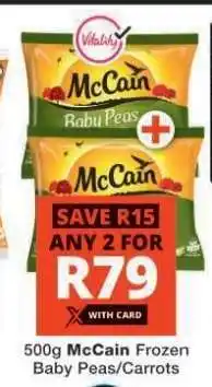 Checkers McCain Frozen Baby Peas/Carrots offer