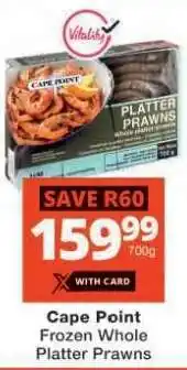 Checkers Cape Point Frozen Whole Platter Prawns offer