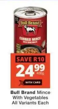 Checkers BULL BRAND MINCE WITH VEGETABLES offer