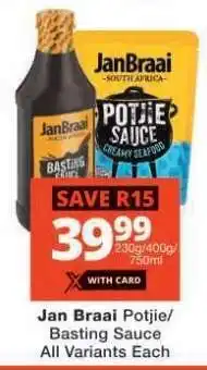 Checkers Jan Braai Potjie/Basting Sauce offer