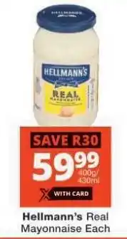 Checkers Hellmann's Real Mayonnaise Each offer