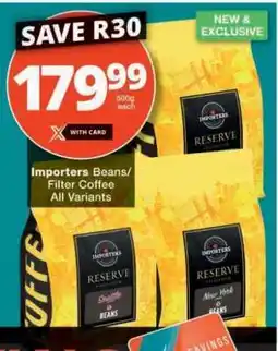 Checkers Importers Beans/Filter Coffee offer