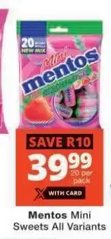 Checkers Mentos Mini Sweets All Variants offer