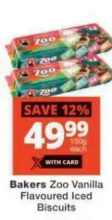 Checkers Bakers Zoo Vanilla Flavoured Iced Biscuits offer