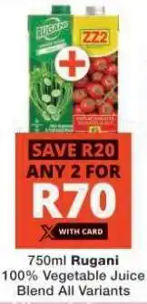 Checkers Rugani 100% Vegetable Juice Blend offer