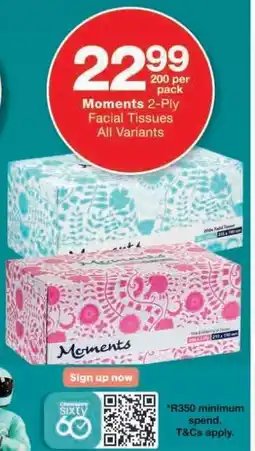 Checkers Moments 2-Ply Facial Tissues offer