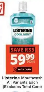 Checkers LISTERINE MOUTHWASH offer