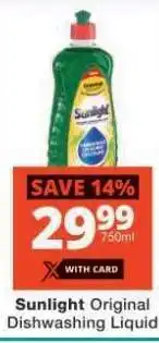 Checkers Sunlight Original Dishwashing Liquid offer