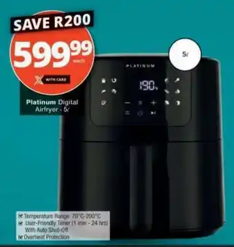 Checkers Platinum Digital Airfryer - 5L offer