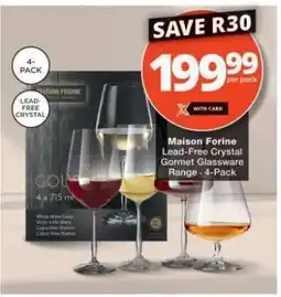 Checkers Maison Forine Lead-Free Crystal Gormet Glassware Range - 4-Pack offer