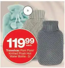 Checkers Travelvac Pom Pom/Knitted Plush Hot Water Bottle offer