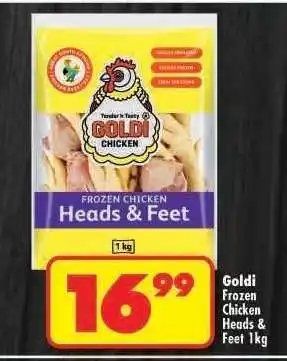Shoprite GOLDI FROZEN CHICKEN HEADS & FEET 1kg offer