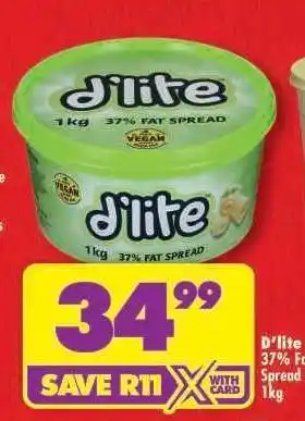 Shoprite D'LITE 37% FAT SPREAD 1kg offer