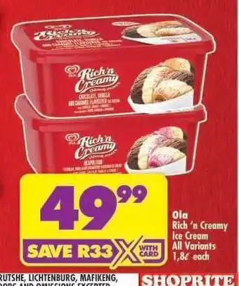 Shoprite OLA Rich 'n Creamy Ice Cream offer
