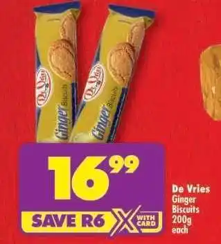 Shoprite De Vries Ginger Biscuits 200g offer