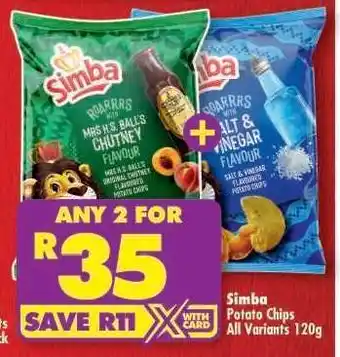 Shoprite SIMBA POTATO CHIPS all variants 120g offer