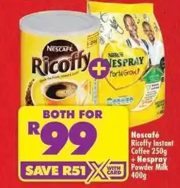 Shoprite Nescafé Ricoffy Instant Coffee 250g + Nestray Powder Milk 400g offer