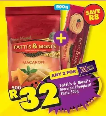 Shoprite Fatti's & Moni's Macaroni/Spaghetti Pasta 500g offer