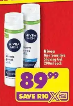 Shoprite Nivea Men Sensitive Shaving Gel 200ml each offer