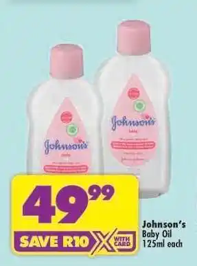 Shoprite JOHNSON'S BABY OIL 125ml each offer