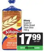 Spar Albany Superior White Bread Thick Slice-700g Per Loaf offer