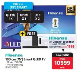 Makro Hisense 190 cm 75" Smart QLED TV offer