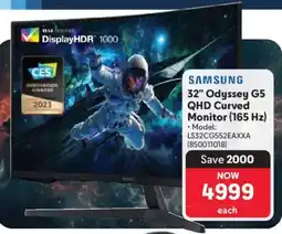 Makro Samsung 32" Odyssey G5 QHD Curved Monitor 165 Hz offer