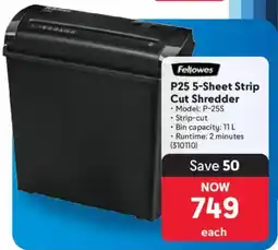 Makro Fellowes P25 5-Sheet Strip Cut Shredder offer