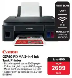 Makro Canon G3410 PIXMA 3-In-1 Ink Tank Printer offer