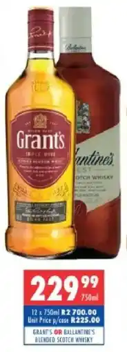 Ultra Liquors Grants or ballantine's blended scotch whisky offer