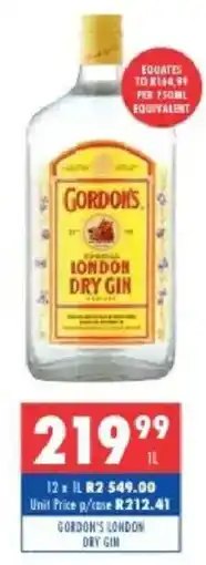 Ultra Liquors Gordon's london dry gin offer