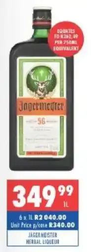 Ultra Liquors Jagermeister herbal liqueur offer