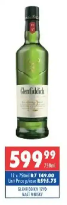 Ultra Liquors Glenfiddich 12yo malt whisky offer