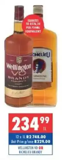 Ultra Liquors Wellington vo or richelieu brandy offer