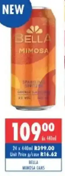 Ultra Liquors Bella mimosa cans offer