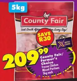 Shoprite County Fair/ Farmer's Choice Frozen Chicken Mixed Portions offer