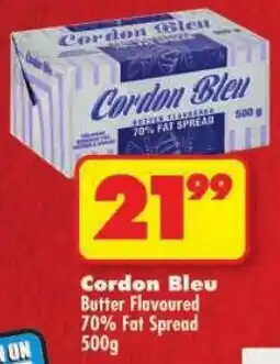 Shoprite Cordon Bleu Butter Flavoured 70% Fat Spread offer
