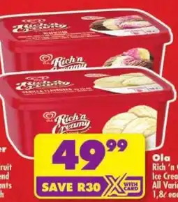 Shoprite Ola Rich 'n Creamy Ice Cream All Variants offer