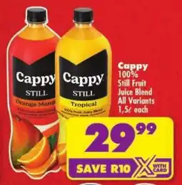 Shoprite Cappy 100% Still Fruit Juice Blend All Variants offer