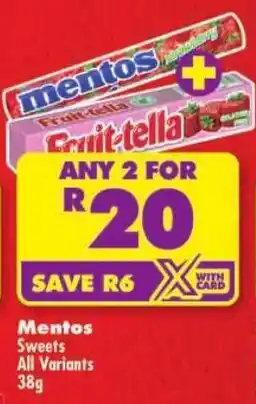 Shoprite Mentos Sweets All Variants offer