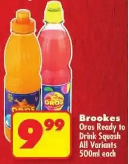 Shoprite Brookes Oros Ready to Drink Squash All Variants offer