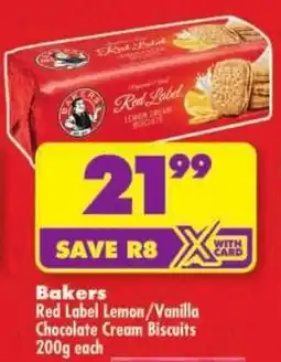 Shoprite Bakers Red Label Lemon/ Vanilla Chocolate Cream Biscuits offer