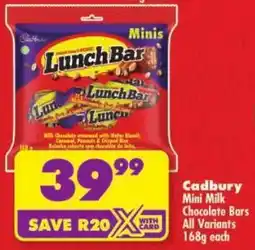 Shoprite Cadbury Mini Milk Chocolate Bars All Variants offer