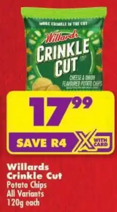 Shoprite Willards Crinkle Cut Potato Chips All Variants offer