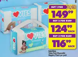 Shoprite Lovies Value Pack Disposable Nappies/ Pants offer