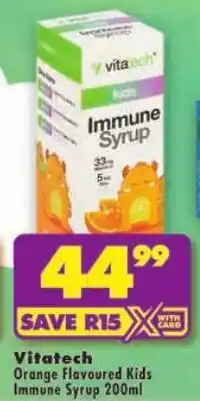 Shoprite Vitatech Orange Flavoured Kids Immune Syrup offer
